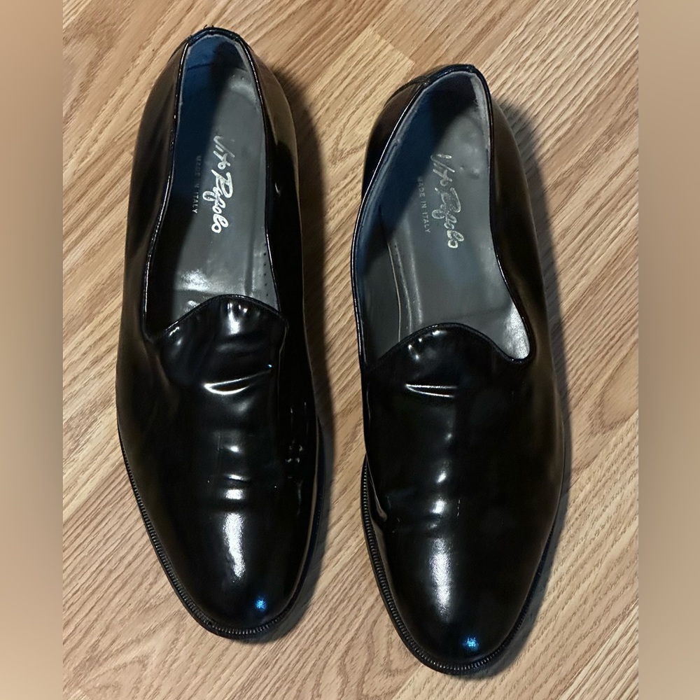 Vito Rufolo Black Patent Leather Slip-on Loafers - Size 13 - Made in Italy